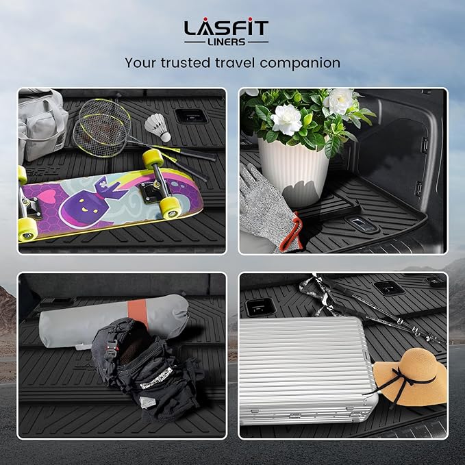 LASFIT Cargo & Backrest Mats for Toyota 4Runner 2013-2024 (Only for 7 Seats), All Weather Custom Fit Cargo Liner for Toyota 4 Runner 2025 TPE Mats Seatback Mat & Trunk Mat, Black
