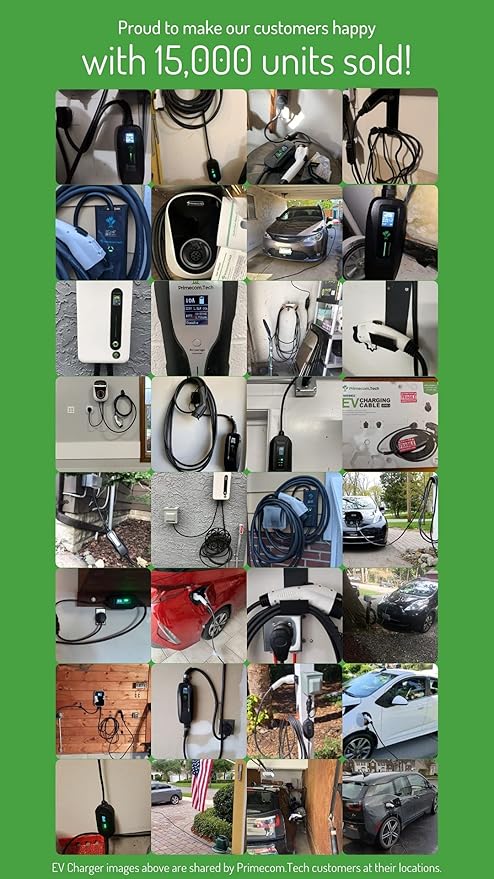 PRIMECOM Level 2 EV Charger 220/240V, 16A, 30ft & 50ft, Portable EVSE Electric Vehicle Charging Cable Compatible with Bolt Volt Leaf BMW i3 Fiat 500e Clarity NIRO Prius (10-30P, 50 Feet)