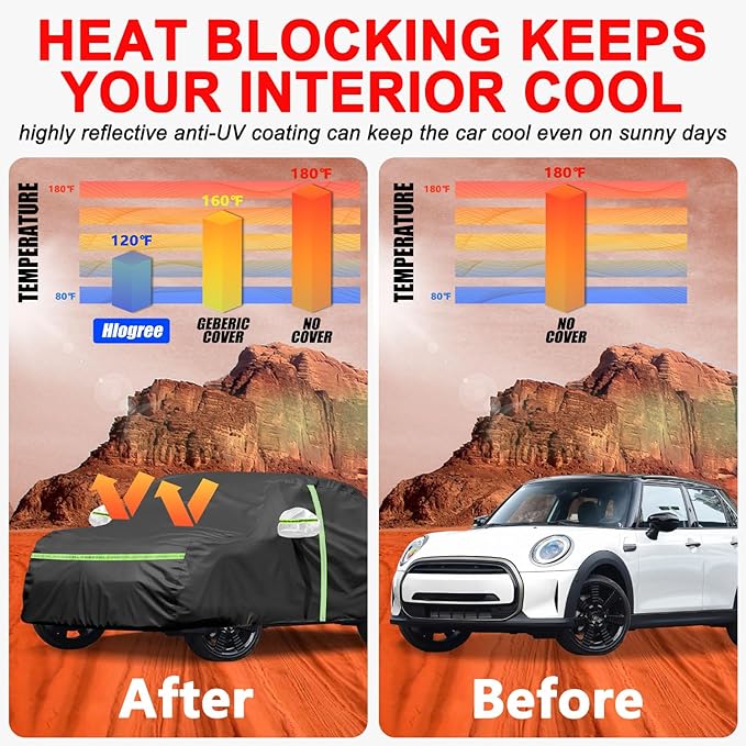 Car Cover for 2014-2025 Mini Cooper/Cooper S/Hardtop/Clubman/Countryman 4 Door,Full Exterior Car Covers for Automobile All Weather Waterproof Heavy Duty,Zipper/Cotton UV Proof Custom fitใ210T Taffetaใ