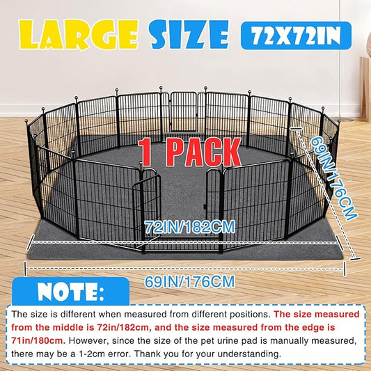 1 Pack Extra Large Washable Pee Pads for Dogs 72"x72" Reusable Dog Mat for Floor Non-Slip Waterproof Pee Pads for Dogs Fast Absorbent Pet Whelping Pads Puppy Playpen Mat for Incontinence, Housebreak