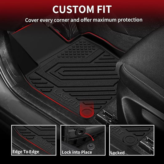 LASFIT Floor Mats & Trunk Mat Fit for Mazda CX50 2025 2024 2023 (Not for Hybrid) Custom Fit CX 50 Floor Liners TPE All Weather Car Mats Accessories, 1st & 2nd Row & Cargo Mat for CX-50-Black