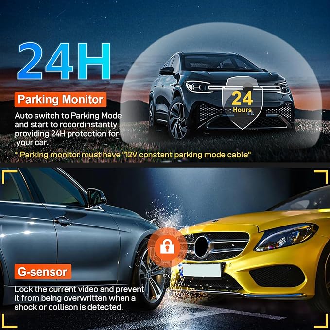 Front 4K & Rear 1080P Dash Cam Custom fit for GMC Yukon, Yukon XL 2021-2022 (Model B), SLE SLT AT4 Denali, Integrated OEM Look, UHD 2160P Video, G-Sensor, Loop Recording, 128GB Card
