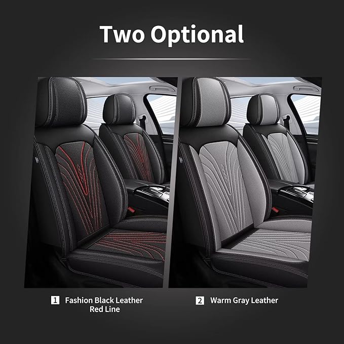 Front Seat Covers Fit for Toyota Camry 2012-2025 Faux Leather Automotive Seat Covers Breathable Waterproof Seat Cushions Compatible with Airbag (2 Seats,Black & Gray)