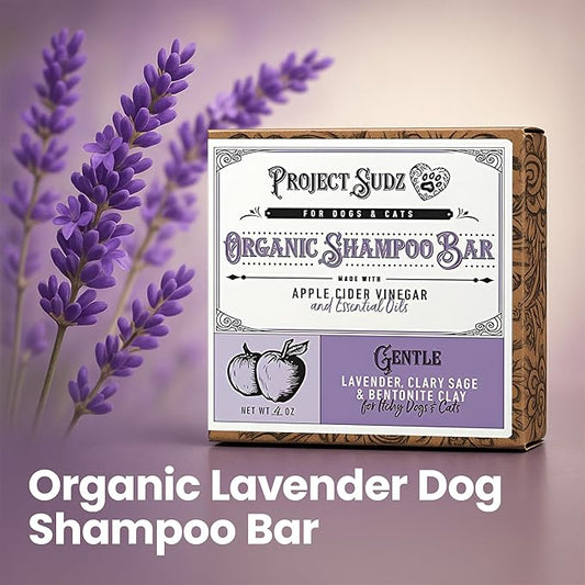 Gentle All Natural Dog Shampoo for Dry Coat for Sensitive Skin | Bar Shampoo for Dogs | Organic Dog Shampoo Sensitive Skin | Lavender (1)