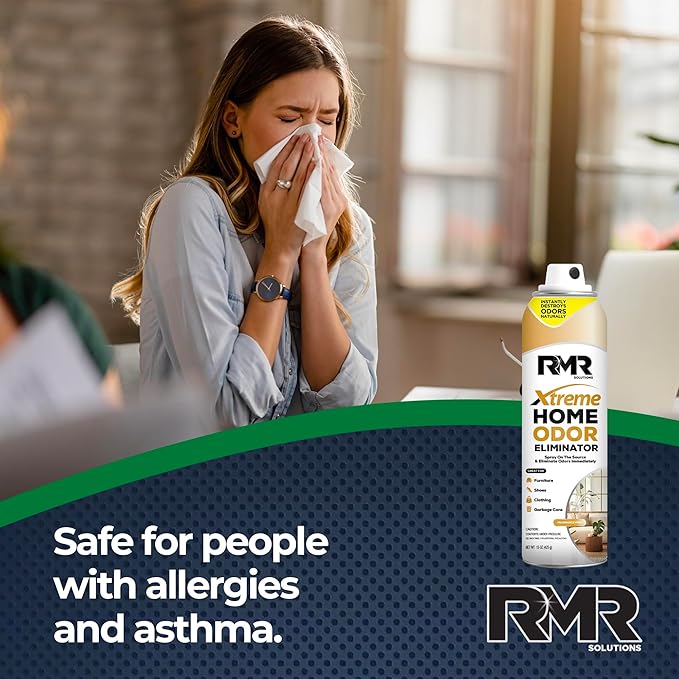 RMR Xtreme Home Odor Eliminator Spray - Neutralize Furniture, Clothing, Shoes, Garbage Cans, and More, 15 Ounces, 2-Pack, Unscented
