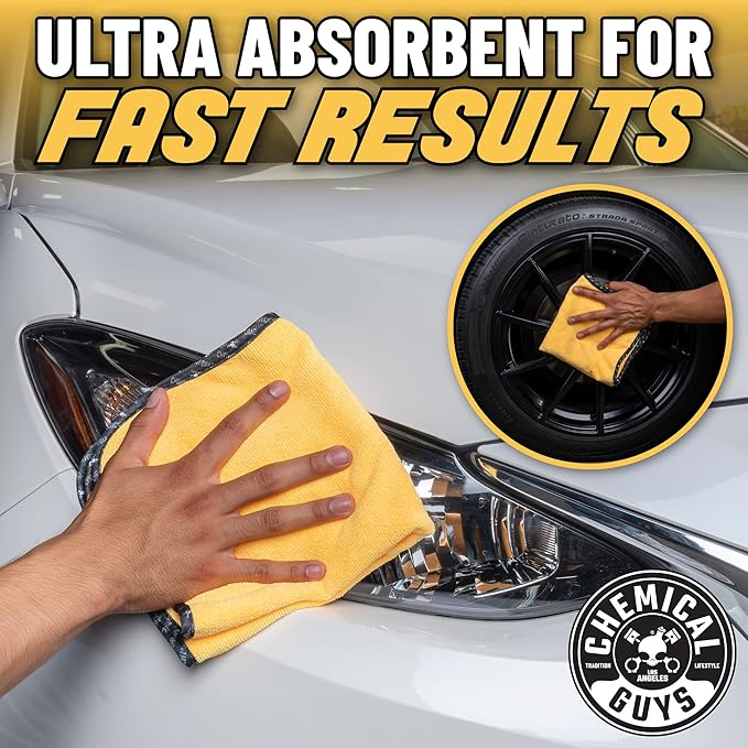 Chemical Guys MIC_507_03 Automotive Microfiber Drying Chamois, Gold, 3 Pack, 24" x 16"