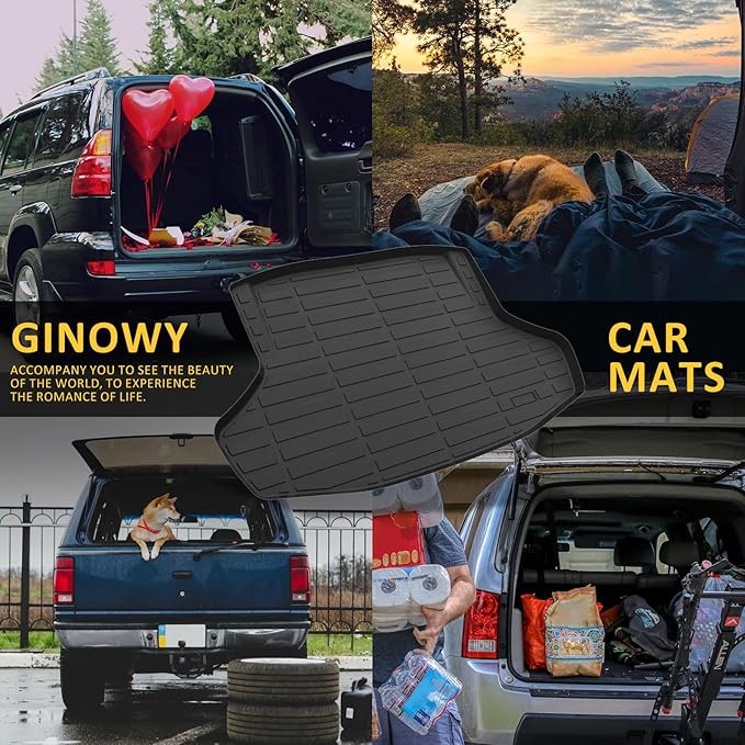 GINOWY-Floor Mats & Cargo Liner for Honda Civic Hybrid Sedan 2025, TPE All Weather Civic Car Floor Mats, Non-Slip Trunk Mat Civic Floor Liners Accessories Black