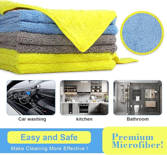 Wash Cloths for Car Interior & Exterior,Microfiber Towels Cleaning Highly Absorbent,Car Wash Rags,Cleaning Rags for House,Kitchen,Bathroom,Office-3 Colors 16''x16''-6Pack