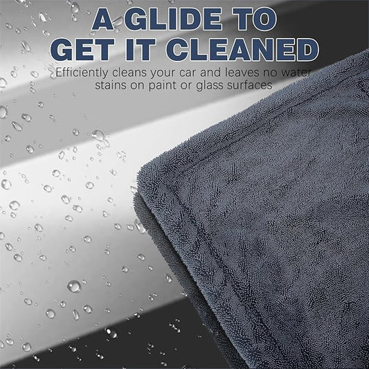 Microfiber Towels for Cars 2-Pack, 1300 GSM Ultra-Soft Microfiber, 35" x 27.5" & 19.7" x 11.8" Towels are Great for Car and Home Cleanups, No Streaks, Scratches Or Water Spots