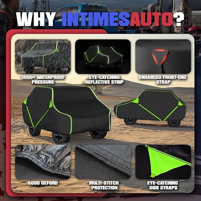 125 Inch UTV Cover for Polaris Ranger RZR, Can-Am Defender Maverick Commander, Yamaha Wolverine, Kawasaki Mule, Honda Pioneer, Black 600D Side by Side Cover Protection for 2-3 Seater UTV
