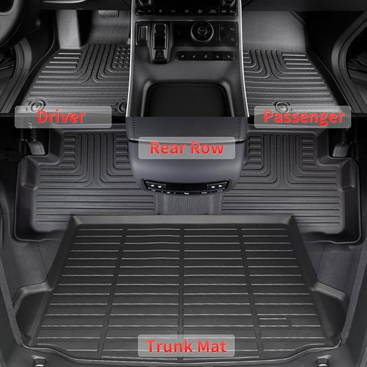 Wayhigh-All Weather Floor Mats Fit for Honda Ridgeline 2017-2024 2025, Custom Fit TPE Heavy Duty Car Mats Ridgeline Accessories - Black