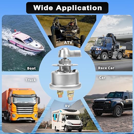 200A Battery Disconnect Switch 12V 48V Battery Shut Off Switch Master Power Isolator Marine On Off Kill Switch for Car, Boat, Vehicle, Truck, ATV, RV