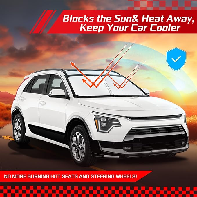 ARISMOTOR Windshield Sun Shade for Kia NIRO 2017-2024, Custom Fit Foldable Front Window Sunshade Sun Visor Protector, Block UV Rays Keep Your Car Cooler