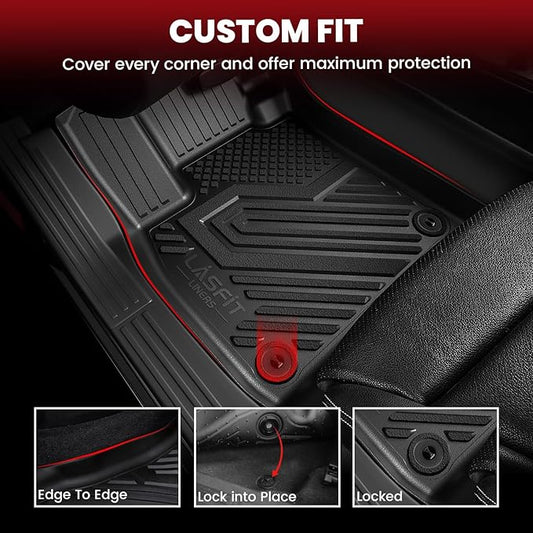 LASFIT Floor Mats & Backrest Mats & Cargo Mats for Mazda CX-90/CX-90 PHEV 2025 2024 7 Seats with 2nd Row Bucket Seats, All Weather TPE Custom Fit Floor Liners for CX-90/CX-90 PHEV Car Mats
