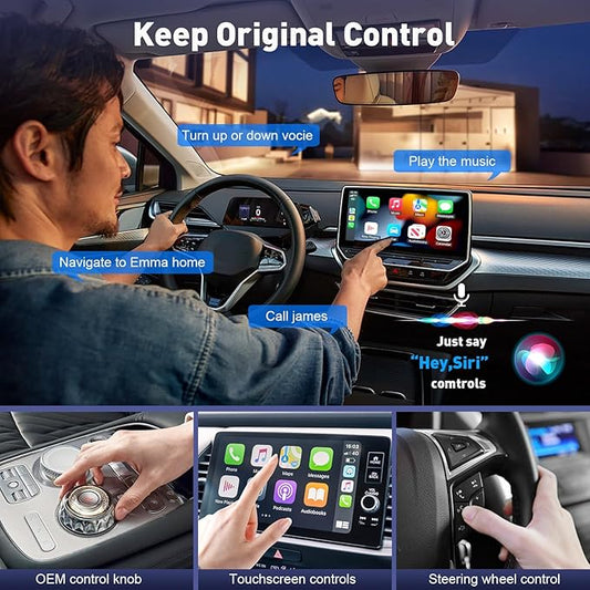 Wireless CarPlay Adapter for Apple iPhone, Fast Auto-Connect, No Latency, Plug and Play, Bluetooth 5.3 & WiFi 6, 2025 Mini Car Play Dongle for iPhone 6~16, Fit for 1000+ Cars, USB A/C