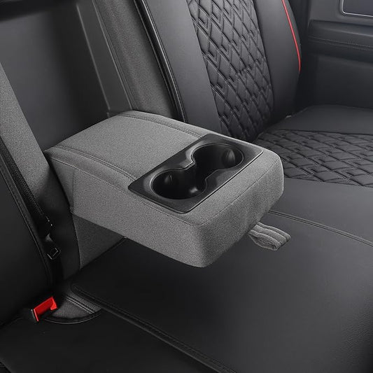 JOJOBAY Car Seat Covers for Dodge Ram,Fit 2009-2025 1500/2500/3500 HD Pick-up Truck,Crew,Regular,Quad,Mega Cab,Waterproof Synthetic Leather Seat Covers (Rear Seat Cover,BlackRed)