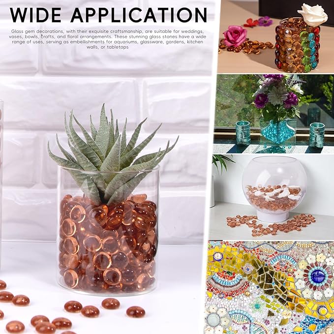 1 LB Glass Marbles, Pink Mini Flat Glass Beads~150 PCS for Vase Fillers, Floral Bottom Mancala Gems Pebbles Fish Tank Rocks for Table Aquarium,Home Decor Art Craft Supplies(0.5"~0.7")