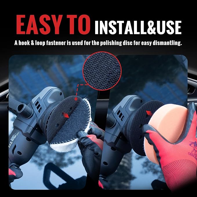 Cordless Buffer Polisher, 5 Inch Random Orbital Car Polisher Waxer, 6 Variable Speed 1000-5200 RPM, 21V 3.0Ah Batteries , 28Pcs Polishing Kit,for Car Polishing, Waxing, Boat Sanding, Scratch Removing