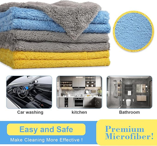 Microfiber Towel for Car Cleaning,Cleaning Supplies Upgraded 450gsm Ultra-Thick,Washcloths Detailing,Exterior Interior Microfiber Rags 16in x 16in(6-Pack)