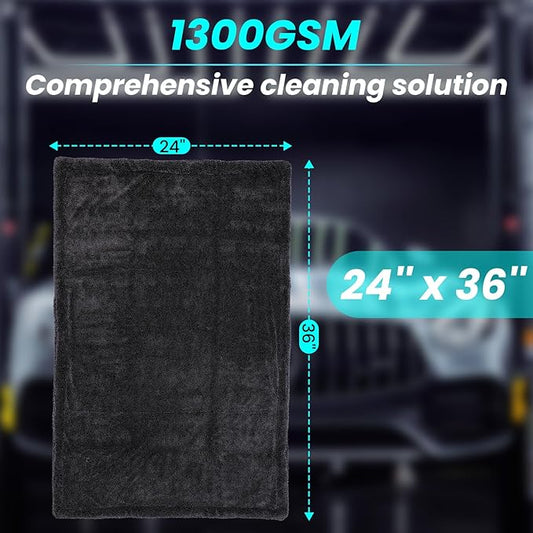 2 Pack 1300 GSM Car Drying Towel,Double-Sided Microfiber Towels for Cars(36" x 24"),Extra Large Ultra Absorbent,Without Residual Lint,Scratches or Water Spots