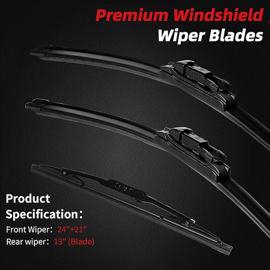 OTUAYAUTO Premium Windshield Wiper Blades - Replacement for Chevrolet Traverse 2012-2017 - Precision Fit, All-Weather Performance, Front and Rear Wiper Blades, Pinch Tab - 24"+21"+13" (Pack of 3)