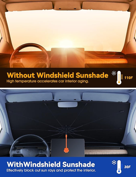 helloleiboo ๐๐๐5 ๐ผ๐ท๐ฎ๐น๐จ๐ซ๐ฌ Car Windshield Sun Shade Umbrella,Colorful 360ยฐRotating Foldable Windshield Sun Shade Front Window Reflective Polyester Blocks Heat and Sun Sun Shade for Cars SUV