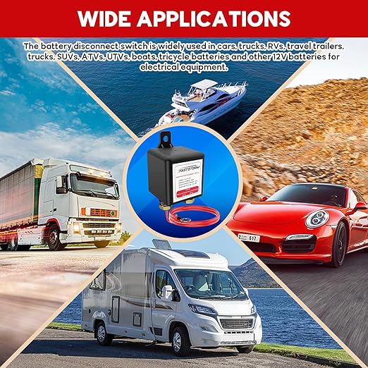 Car Remote Battery Disconnect Switch 12V, 250A Top Post Negative Battery Shut Off Switch Automotive Anti Theft Kill Switch Kit Upgrade Prevent Battery Drain for Truck, RV Auto, Boat