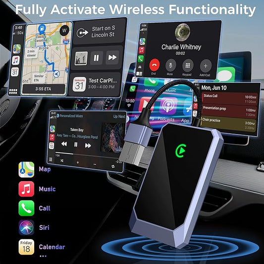 Wireless CarPlay Adapter for Apple iPhone, Convert Wired CarPlay to Wireless, Plug-and-Play, Stable Connection Compatible with OEM Wired CarPlay Vehicles & iOS 10+