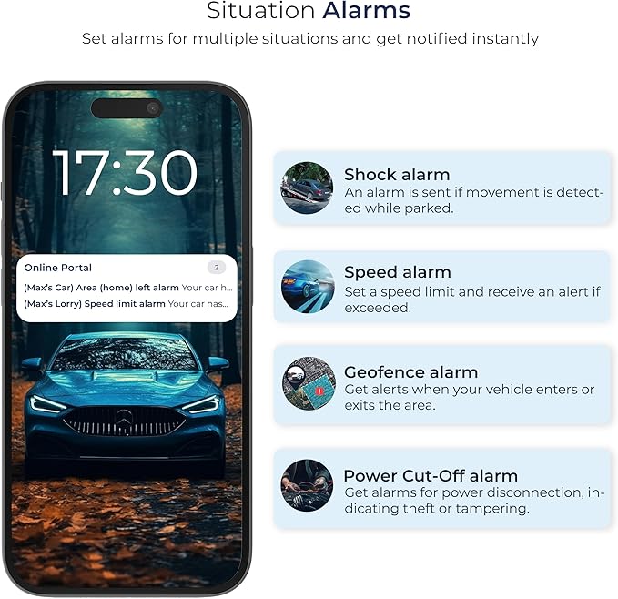 Salind 01 4G GPS Real-Time Tracker to Vehicle Battery (9-75V) - GPS Car Tracker Device with App Notification & Multiple Alerts - Vehicle Security for Car, Motorcycles, Vans - Subscription Required