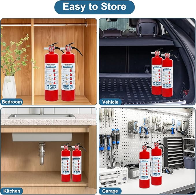 2 Pack ABC Dry Chemical Fire Extinguishers, 2.5 lb 1A:10B:C Rating for Home, Car, Boat, Quick Release Handle, Compact & Portable Dry Powder extinguisher