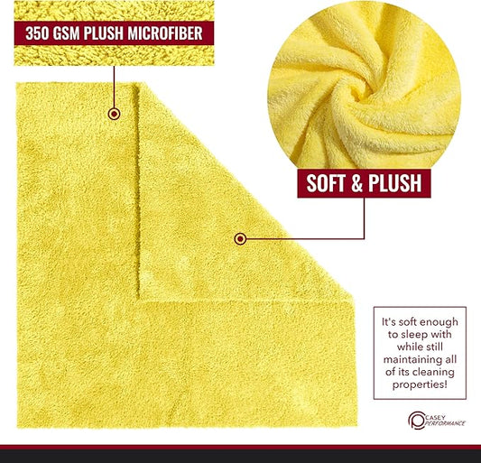 Microfiber Cleaning Cloth - The Yellow Rags, Streak-Free Cleaning Towels for Car Wash and Housekeeping, Ultra-Absorbent with Cut Edges to Avoid Scratches (Pack of 5, 16"x16")