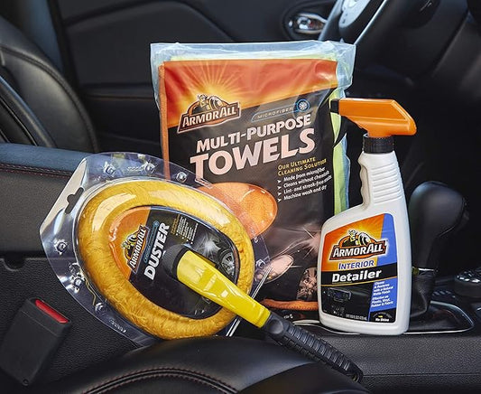 Armor All Interior Car Cleaning Kit, Interior Detailer Spray with Microfiber Towels and Microfiber Duster, 16 Fl Oz (3 Piece Kit)