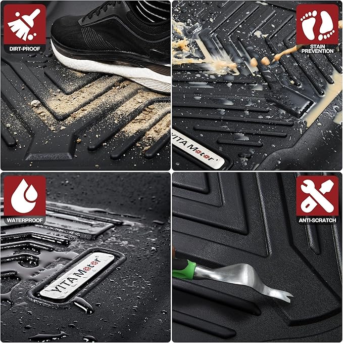YITAMOTOR Floor Mats and Cargo Mats for 2022 2023 2024 2025 Jeep Grand Cherokee (Include 4xe NOT for L or WK), TPE All Weather 1st & 2nd Rows and Trunk Full Set Floor Liners, Black