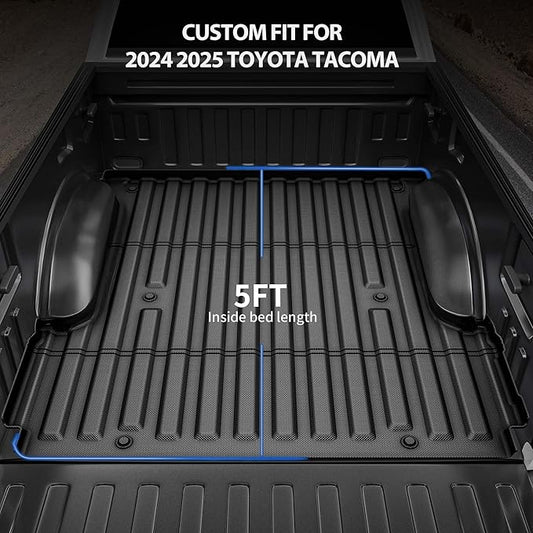 OEDRO Truck Bed Mat Fit for 2024 2025 Toyota Tacoma 5FT, TPE All Weather 2024 Tacoma 5FT Heavy Duty Pickup Bed Liner Accessories, Black