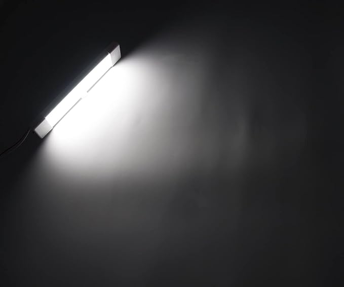 LED Interior Utility Light Fixture 10.6" x 2.6", High Lumen-Output Low Current Draw Energy Efficient, Frosted Lens 6000K Cool-White Even Diffused Beam, On/Off Rocker Switch 12V-24V DC, 1-Pack