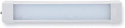 LED Interior Utility Light Fixture 10.6" x 2.6", High Lumen-Output Low Current Draw Energy Efficient, Frosted Lens 6000K Cool-White Even Diffused Beam, On/Off Rocker Switch 12V-24V DC, 1-Pack