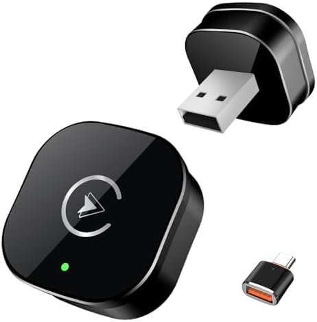 Wireless CarPlay Adapter for iPhone, Mini USB Design for Cars with Wired CarPlay, Fast Connection,5.8GHz WiFi,No Delay, Compatible with iOS 10+ & iPhone 6+, USB/Type C,Plug and Play (Black)