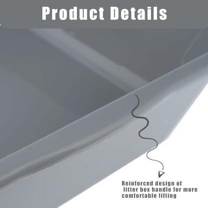 1 Pack of Extra Large Cat Litter Box (ABS Material), Low Entry Senior Litter Pen for Geriatric Kitty Big Cats, Jumbo Pet Safe Litter Boxes Tray for Indoor Pets Potty (White, 24" L x 20" W)