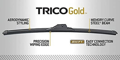 TRICO Gold™ (18-2020) 20 & 20 Inch Pack of 2 Automotive Replacement Windshield Wiper Blades for My Car Premium All Weather Beam Blade for Select Vehicle Models