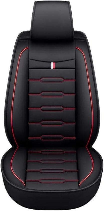 Seat Covers Full Set, Waterproof Leather Seat Covers for Cars, 5 Seats Universal Car Seat Protectors, Black Car Seat Covers Car Seat Cushions Fit for Most Cars (Black-red)