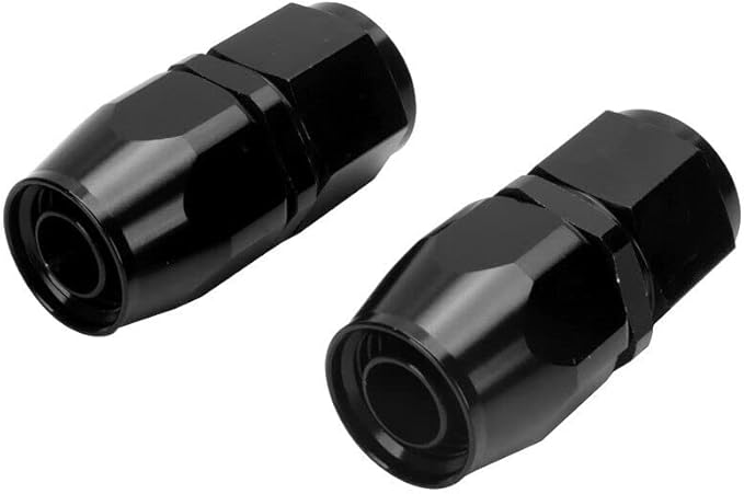 LokoCar 6AN Hose End Fitting 0 Degree Straight Swivel For CPE Braided Hose Black 2Pcs