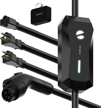 Level 1/2 EV Charger, 16A 110-240V Portable EV Charger with 25FT Cable, Home Electric Vehicle Charging Stations with NEMA 6-20 Plug NEMA 5-15 Adapter for All J1772 EVs