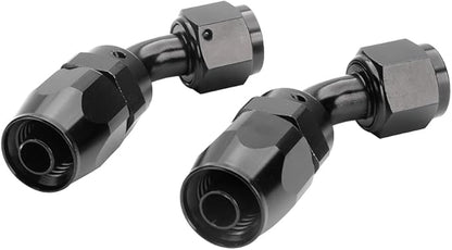 LokoCar 4AN Hose End Fitting 45 Degree Swivel For CPE Braided Hose Black 2Pcs