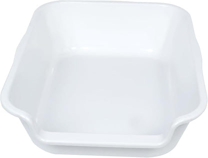 1 Pack of Extra Large Cat Litter Box (ABS Material), Low Entry Senior Litter Pen for Geriatric Kitty Big Cats, Jumbo Pet Safe Litter Boxes Tray for Indoor Pets Potty (White, 20"L x 15.5"W)