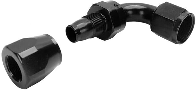 LokoCar 6AN Hose End Fitting 90 Degree Swivel For CPE Braided Hose Black 2Pcs