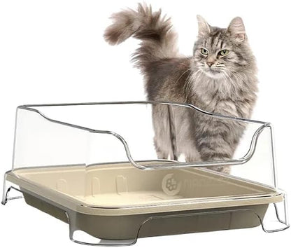 1 Transparent Cat Litter Splash Shield Plus (5-Pack) Disposable Litter Boxes. Small, Quick and Easy Disposal. Shallow for Small Pets, Senior Cats, Kittens