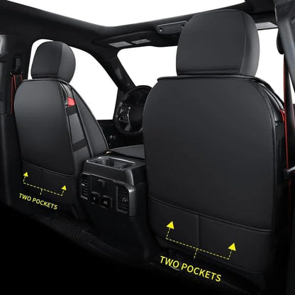 LUCKYMAN CLUB F150 Faux Leather Seat Covers Fit for 2015-2024 2025 F150 SuperCrew and 2017-2024 2025 F250 F350 F450 Super Duty Crew Cab Pickup Trucks(Full Set, Black&White)