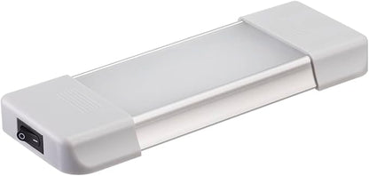 LED Interior Utility Light Fixture 6.7" x 2.6", High Lumen-Output Low Current Draw Energy Efficient, Frosted Lens 6000K Cool-White Even Diffused Beam, On/Off Rocker Switch, 12V-24V DC, 1-Pack