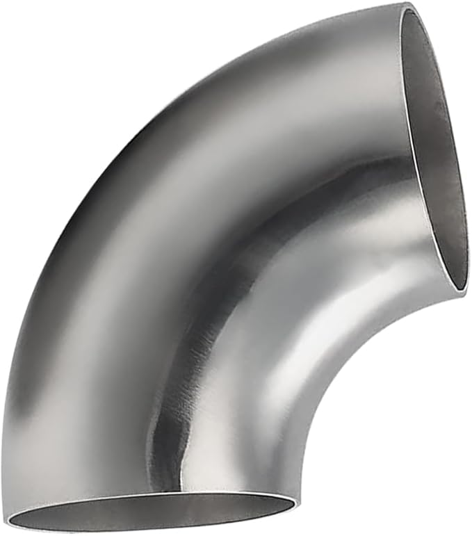 Cotonake 4.5 Inch Exhaust Elbow Pipe 90 Degree Bend Elbow for Car Modified Exhaust System 4.5" Piping Silver Tone，Stair Handrail (1pcs)