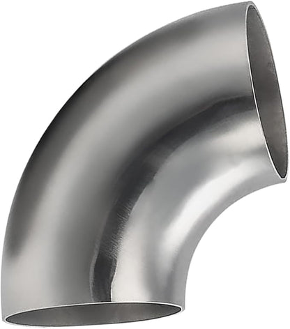 Cotonake 4.5 Inch Exhaust Elbow Pipe 90 Degree Bend Elbow for Car Modified Exhaust System 4.5" Piping Silver Tone，Stair Handrail (1pcs)